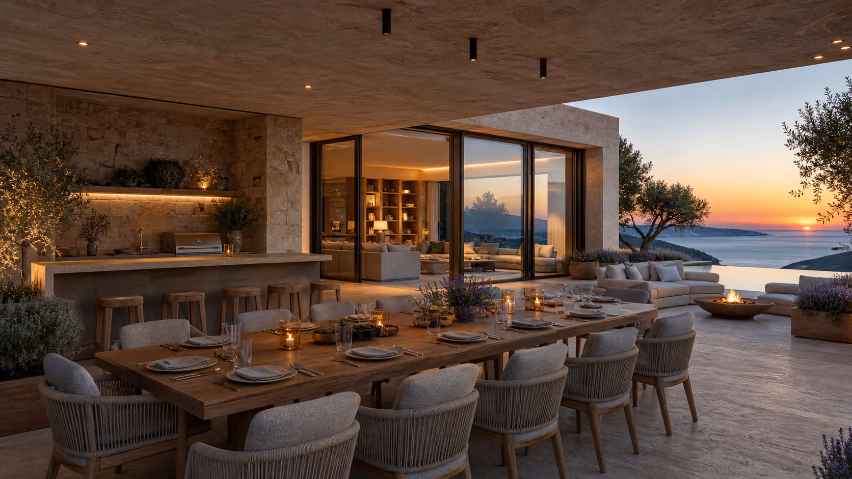 Kapalı teras yemek alanı, alfresco lounge