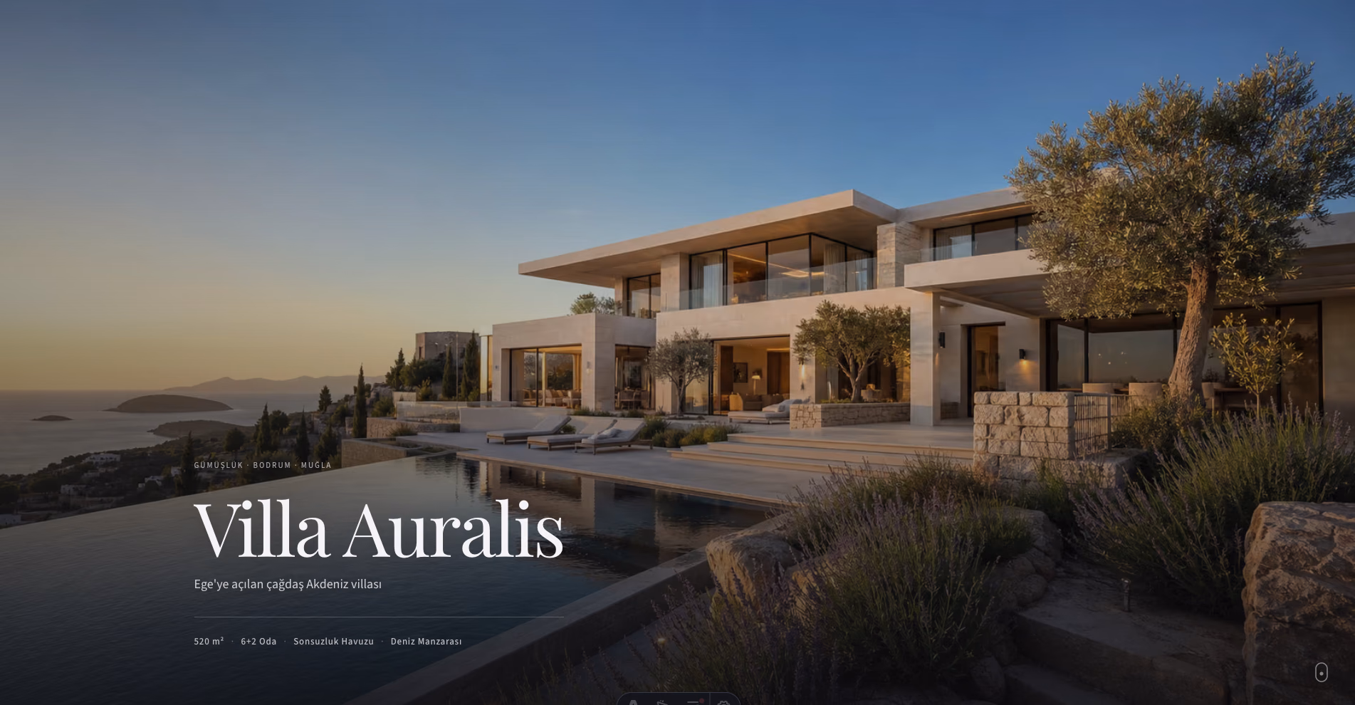 Villa Auralis — mülke özel tanıtım sitesi önizlemesi